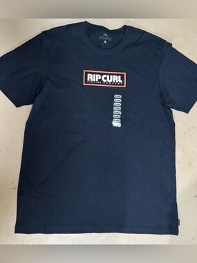 NWT Rip Curl Black Tee with Orange-Trim Logo size 2xl